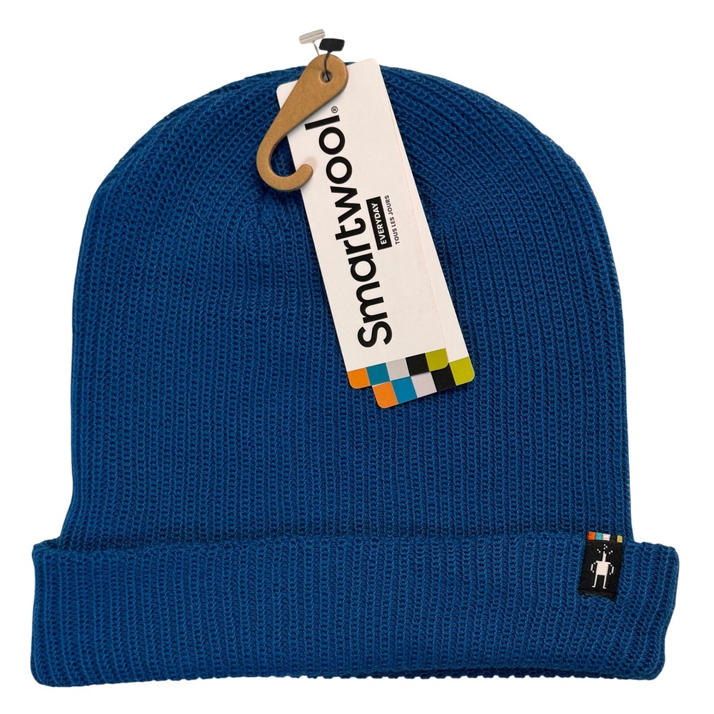 Smartwool Everyday Beanie Nival Blue Merino Wool Blend Rib Knit Hat